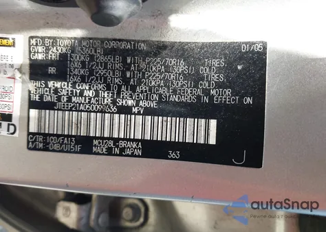 2005 Toyota Highlander V6 from USA, damaged, VIN JTEEP21A050099636